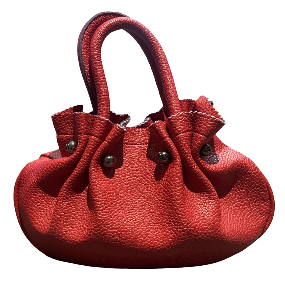 VINTAGE 90s FAR NINE women's red leather small hobo clutch handbag.